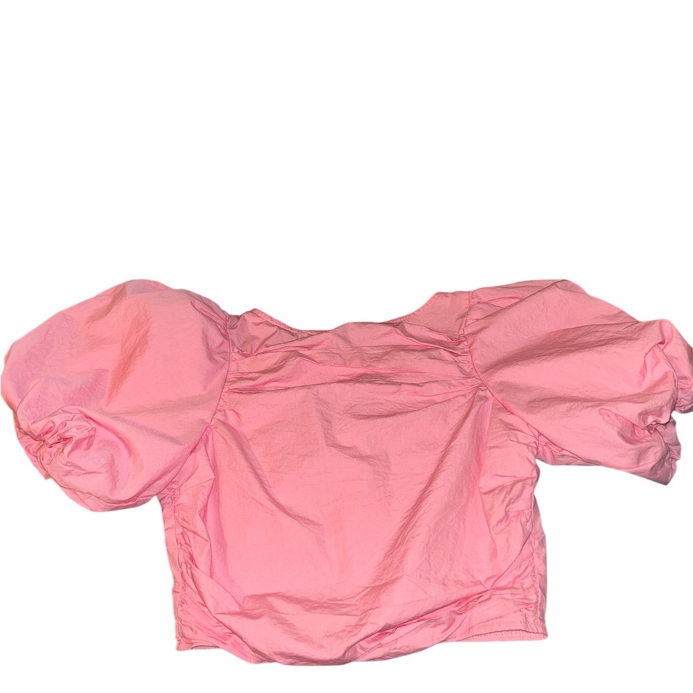 Nasty Gal Pink Puff  Short Sleeve Cropped Blouse Size 4